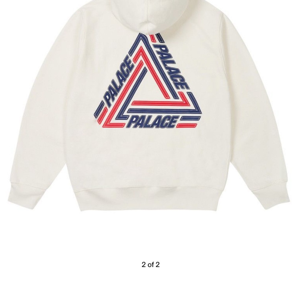 PALACE Cream Hoodie with Red and Blue Tri-Ferg